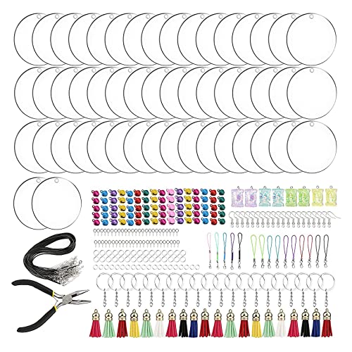 Woedpez 324 Stück transparente Acrylscheiben-Rohlinge, Schlüsselanhänger-Set mit bunten Schraubösen, Ohrhaken zur Herstellung von Ohrringen von Woedpez