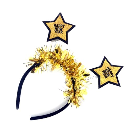 Woedpez Haarreifen 2024 Neujahr Party Stirnband Golden Hoop für festliche Foto Requisiten Kopfbedeckung Haarschmuck von Woedpez