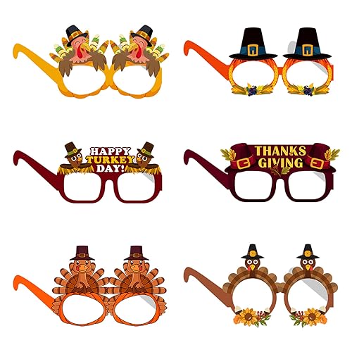 Woedpez Thanksgiving-Brille, lustiger Cartoon-Brillenrahmen für Thanksgiving-Partys von Woedpez