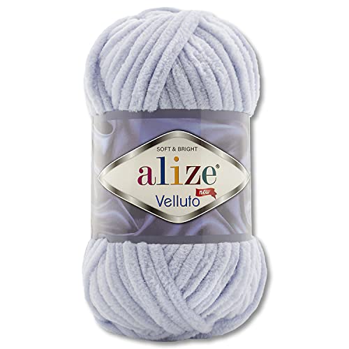 100 g Alize Velluto Wolle in 30 Auswahl (416 | Grau) von Wohnkult