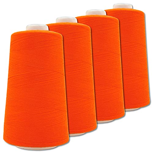 4 Stück Nähgarn Overlackgarn je 5000 Yards (4572 m) 57 Farben zur Auswahl Stärke Nm 50/2 (140) Nähmaschinengarn (Orange 171464) von Wohnkult