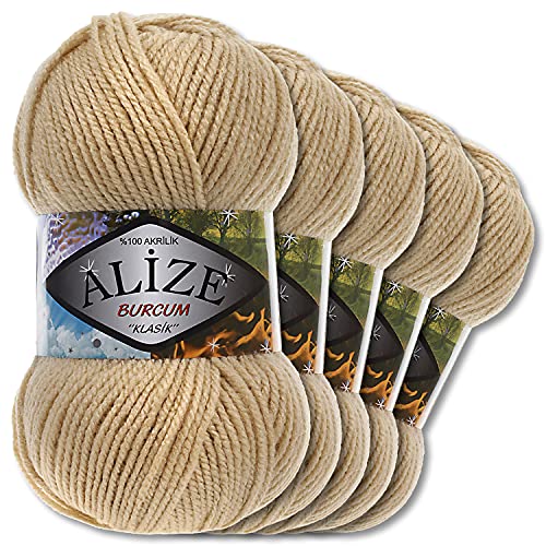 5x Alize 100 g Burcum Klasik Wolle (Camel 368) von Wohnkult