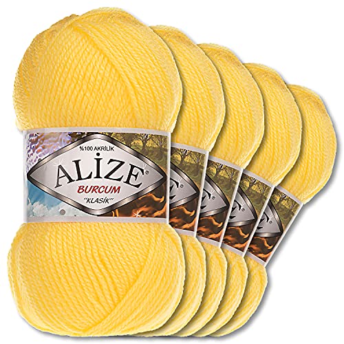 5x Alize 100 g Burcum Klasik Wolle (Dunkelgelb 216) von Wohnkult