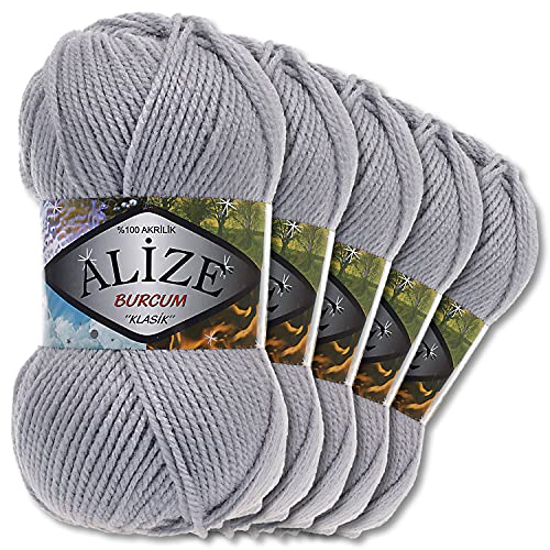 5x Alize 100 g Burcum Klasik Wolle (Grau 253) von Wohnkult