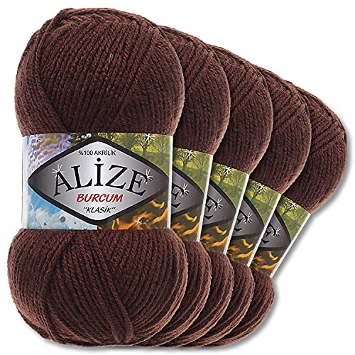 5x Alize 100 g Burcum Klasik Wolle (Kaffe 493) von Wohnkult