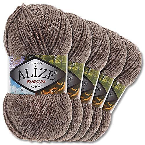 5x Alize 100 g Burcum Klasik Wolle (Kaffee Melange 239) von Wohnkult