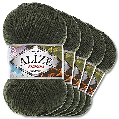 5x Alize 100 g Burcum Klasik Wolle (Moosgrün 29) von Wohnkult