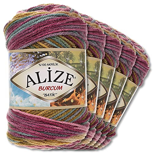 Alize 5 x 100g Burcum Batik Premium Wolle 100% Acryl | 29 Farben Farbverlauf Akzente Accessoire Häkeln Stricken Kleidung (4341) von Wohnkult