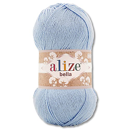 Alize Bella 100g / 360m Baumwollgarn Strickgarn (040 - Hellblau) von Wohnkult