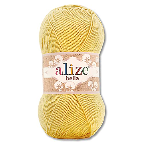 Alize Bella 100g / 360m Baumwollgarn Strickgarn (110 - Zitronengelb) von Wohnkult