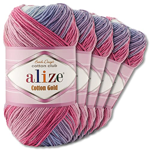 Wohnkult Alize 5 x 100 g Cotton Gold Batik Wolle in verschiedenen Farbkombinationen Farbverlaufswolle Ganzjahreswolle (3686) von Wohnkult