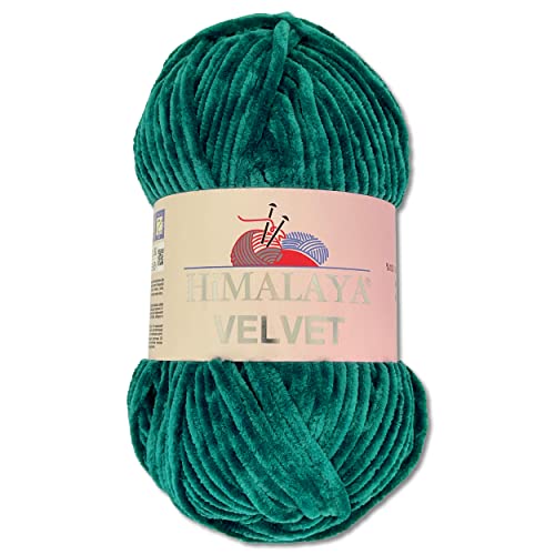 Wohnkult Himalaya 100 g Velvet Dolphin Wolle 40 Farben zur Auswahl Chenille Strickgarn Flauschgarn Glanz Accessoire Kleidung Decken (90048 | Petrol) von Wohnkult