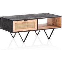 WOHNLING Couchtisch Massivholz schwarz 90,0 x 45,0 x 37,0 cm von Wohnling