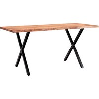 WOHNLING Schreibtisch akazie rechteckig, X-Fuß-Gestell schwarz 180,0 x 90,0 cm von Wohnling