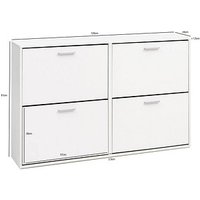 WOHNLING Schuhschrank, WL5.829 weiß 4 Fachböden 120,0 x 24,0 x 81,0 cm von Wohnling