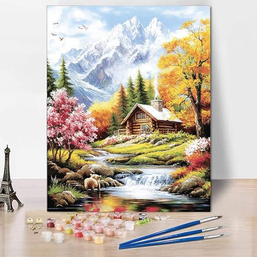 Malen Nach Zahlen Berg Malen Nach Zahlen Erwachsene Groß 100x135cm, Paint By Numbers Herbst Malen Nach Zahlen Kinder und Anfänger, Kreativ Set für Erwachsene, Deko Wand, Geschenke für Frauen -3o55 von Wohoaqig