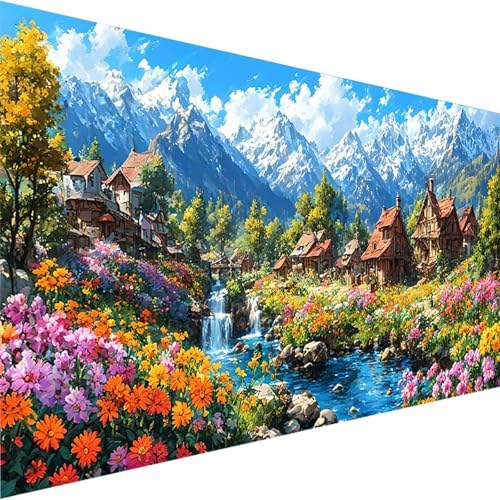 Malen Nach Zahlen Blume, Malen Nach Zahlen Erwachsene DIY Handgemalt Ölgemälde Kit, Malen Nach Zahlen Kinder Ohne Rahmen 3 Pinsel und Acrylfarben, Bastelset Erwachsene Home Dekor (100x200cm)Berg 6-H von Wohoaqig