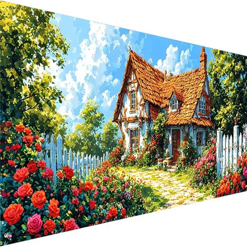 Malen Nach Zahlen Blume, Malen Nach Zahlen Erwachsene DIY Handgemalt Ölgemälde Kit, Malen Nach Zahlen Kinder Ohne Rahmen 3 Pinsel und Acrylfarben, Bastelset Erwachsene Home Dekor (40x80cm)Garten D-E von Wohoaqig