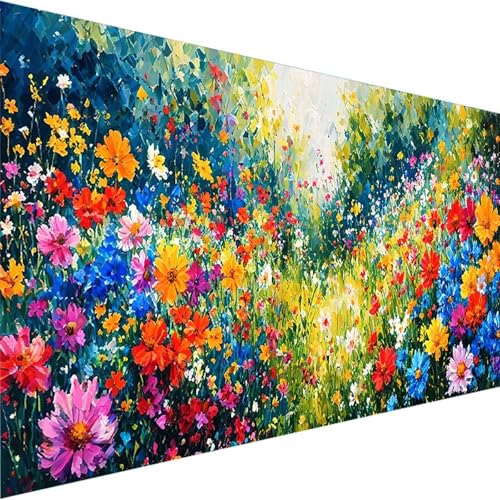 Malen Nach Zahlen Blume Malen Nach Zahlen Erwachsene, Malen Nach Zahlen Kinder Ohne Rahmen mit Pinsel und Acrylfarben, Bastelset Erwachsene, Geschenke und Home Wand Dekor (70x140cm)Blumenmeer 1-0 von Wohoaqig