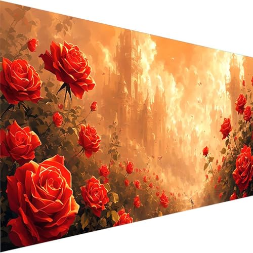 Malen Nach Zahlen Blume Malen Nach Zahlen Erwachsene, Malen Nach Zahlen Kinder Ohne Rahmen mit Pinsel und Acrylfarben, Bastelset Erwachsene, Geschenke und Home Wand Dekor (70x140cm)Blumenmeer 4-J von Wohoaqig