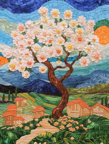 Malen Nach Zahlen Blume Malen Nach Zahlen Erwachsene Groß 100x135cm, Paint By Numbers Baum Malen Nach Zahlen Kinder und Anfänger, Kreativ Set für Erwachsene, Deko Wand, Geschenke für Frauen -2o89 von Wohoaqig