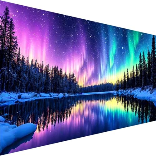 Malen Nach Zahlen Erwachsene, Arktis Malen Nach Zahlen Kinder Bastelset Erwachsene, DIY Aurora mit Pinseln und Acrylfarben Handgemalt Ölgemälde Leinwand für Home Decor, Ohne Rahmen (90x180cm) 2-S von Wohoaqig