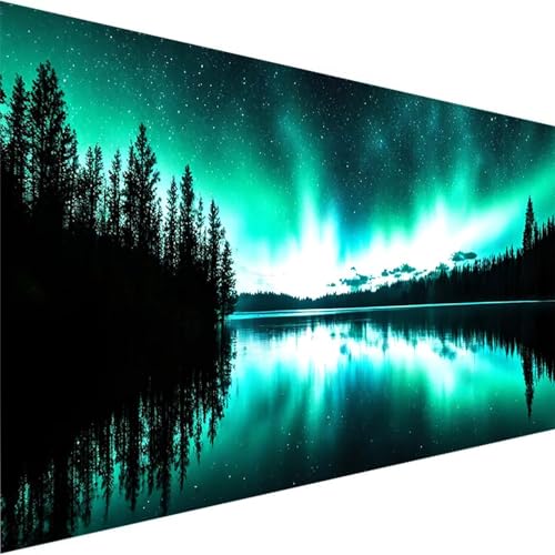 Malen Nach Zahlen Erwachsene, Aurora Malen Nach Zahlen Kinder Bastelset Erwachsene, DIY See mit Pinseln und Acrylfarben Handgemalt Ölgemälde Leinwand für Home Wand Decor, Ohne Rahmen (60x30cm) 5-2 von Wohoaqig