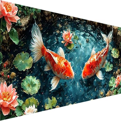 Malen Nach Zahlen Erwachsene, Blume Malen Nach Zahlen Kinder Bastelset Erwachsene, DIY Fisch mit Pinseln und Acrylfarben Handgemalt Ölgemälde Leinwand für Home Wand Decor, Ohne Rahmen (90x180cm) 8-0 von Wohoaqig