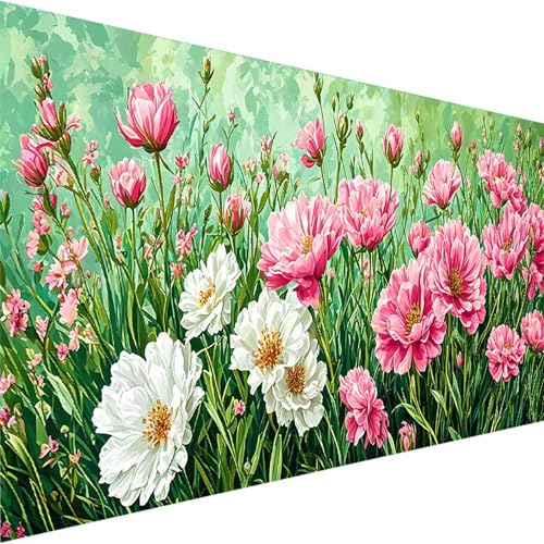 Malen Nach Zahlen Erwachsene, Blume Paint by Numbers Malen Nach Zahlen, DIY Pflanze mit Pinseln und Acrylfarben Handgemalt Ölgemälde Leinwand für Home Wand Decor Geschenk, Ohne Rahmen (60x30cm) D-4 von Wohoaqig