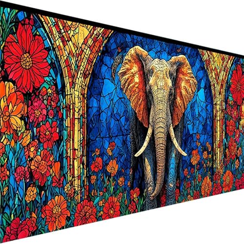 Malen Nach Zahlen Erwachsene, Elefant Malen Nach Zahlen Kinder Bastelset Erwachsene, DIY Blume mit Pinseln und Acrylfarben Handgemalt Ölgemälde Leinwand für Home Decor, Ohne Rahmen (60x120cm) Q-0 von Wohoaqig