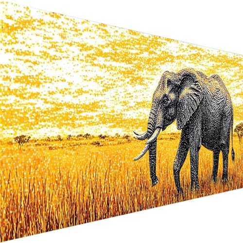 Malen Nach Zahlen Erwachsene, Elefant Paint by Numbers Malen Nach Zahlen, DIY Afrikanischer Elefant mit Pinseln und Acrylfarben Handgemalt Ölgemälde Leinwand für Home Decor, Ohne Rahmen (90x180cm) I-5 von Wohoaqig