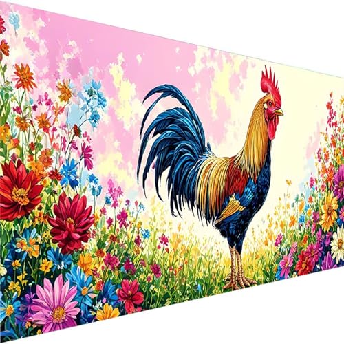 Malen Nach Zahlen Erwachsene, Hahn Malen Nach Zahlen Kinder Bastelset Erwachsene, DIY Blume mit Pinseln und Acrylfarben Handgemalt Ölgemälde Leinwand für Home Wand Decor, Ohne Rahmen (60x120cm) A-O von Wohoaqig