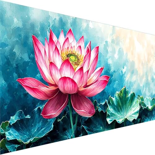 Malen Nach Zahlen Erwachsene, Lotus Malen Nach Zahlen Kinder Bastelset Erwachsene, DIY LotusLaub mit Pinseln und Acrylfarben Handgemalt Ölgemälde Leinwand für Home Decor, Ohne Rahmen (90x180cm) G-1 von Wohoaqig