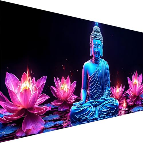 Malen Nach Zahlen Erwachsene, Lotus Paint by Numbers Malen Nach Zahlen, DIY Buddha mit Pinseln und Acrylfarben Handgemalt Ölgemälde Leinwand für Home Wand Decor Geschenk, Ohne Rahmen (90x180cm) C-Z von Wohoaqig