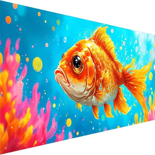 Malen Nach Zahlen Erwachsene, Painting By Numbers Meer, DIY Malen Nach Zahlen Kinder Fisch Leinwand Ölgemälde Set, Bastelset Erwachsene für Home Wand Dekor und Geschenke.(Ohne Rahmen) 50x100cm V-X von Wohoaqig