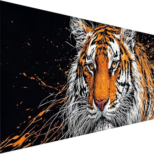 Malen Nach Zahlen Erwachsene, Painting By Numbers Tier, DIY Malen Nach Zahlen Kinder Tiger Leinwand Ölgemälde Set, Bastelset Erwachsene für Home Wand Dekor und Geschenke.(Ohne Rahmen) 50x100cm F-6 von Wohoaqig