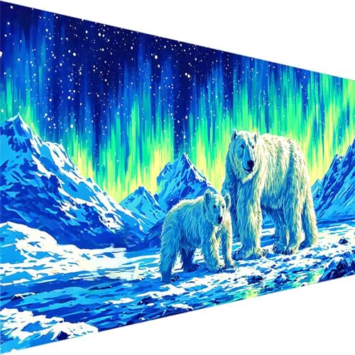 Malen Nach Zahlen Erwachsene, Tier Malen Nach Zahlen Kinder Bastelset Erwachsene, DIY Arktis mit Pinseln und Acrylfarben Handgemalt Ölgemälde Leinwand für Home Wand Decor, Ohne Rahmen (60x30cm) 1-8 von Wohoaqig