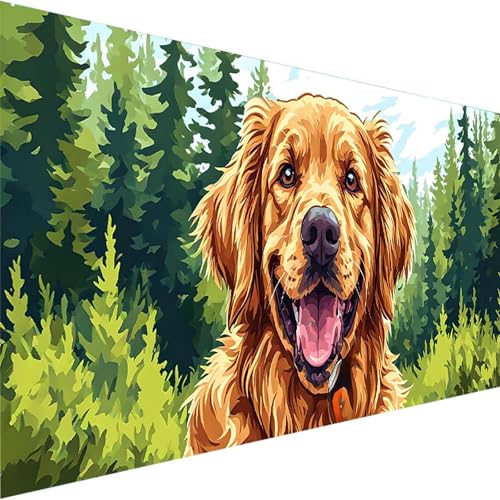 Malen Nach Zahlen Erwachsene, Tier Malen Nach Zahlen Kinder Bastelset Erwachsene, DIY Hund mit Pinseln und Acrylfarben Handgemalt Ölgemälde Leinwand für Home Wand Decor, Ohne Rahmen (90x180cm) R-6 von Wohoaqig