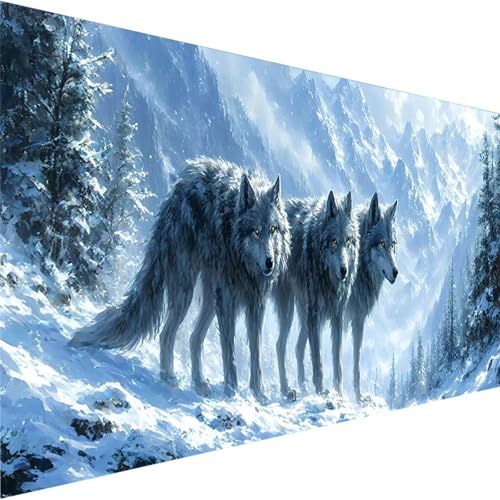 Malen Nach Zahlen Erwachsene, Winter Malen Nach Zahlen Kinder Bastelset Erwachsene, DIY Wolf mit Pinseln und Acrylfarben Handgemalt Ölgemälde Leinwand für Home Wand Decor, Ohne Rahmen (60x30cm) B-3 von Wohoaqig