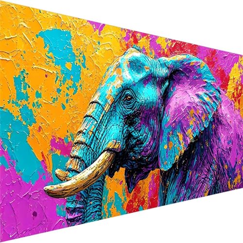 Malen Nach Zahlen Erwachsene Anfänger Elefant, DIY Malen Nach Zahlen Handgemalt Ölgemälde auf Leinwand Kit für Home Deko oder Geburtstag Festival Geschenk Mit Farbe und Pinsel, Tier (100x200cm) L-L von Wohoaqig