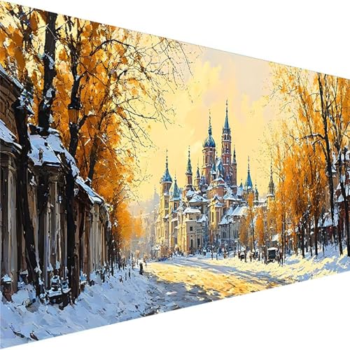 Malen Nach Zahlen Erwachsene Basilius-Kathedrale, DIY Handgemalt Ölgemälde Kit für Anfänger und Erwachsene Mit 3-Pinseln und Acrylfarbe, für Haus Dekoration Ohne Rahmen (40x80cm) Landschaft K-7 von Wohoaqig