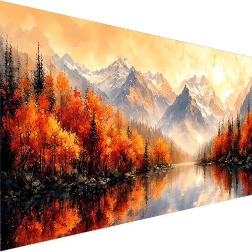 Malen Nach Zahlen Erwachsene Berg - Anfänger - Knitterfreie Leinwand, Pinsels Und Acrylfarbe - DIY Handgemalt Ölgemälde Kit Als Home Dekor Geschenk (40x80cm) Malen Nach Zahlen Wald (Ohne Rahmen) M-L von Wohoaqig