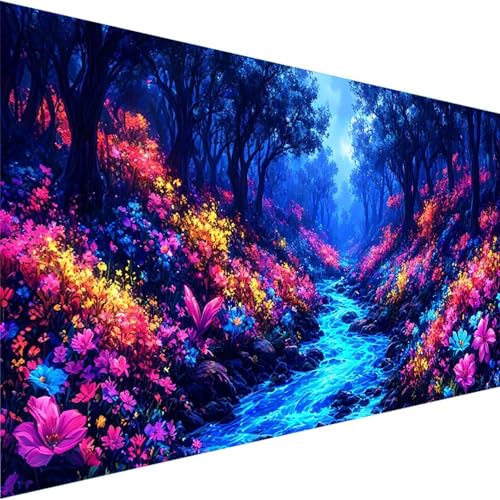 Malen Nach Zahlen Erwachsene Blume, DIY Handgemalt Ölgemälde Kit für Anfänger und Erwachsene, Malen Nach Zahlen Mit 3-Pinseln und Acrylfarbe für Haus Wand Dekoration Ohne Rahmen (40x80cm) Wald M-9 von Wohoaqig