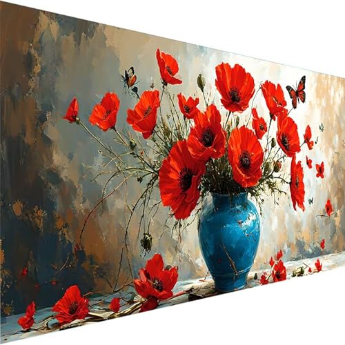 Malen Nach Zahlen Erwachsene Blume, DIY Handgemalt Ölgemälde Kit für Anfänger und Erwachsene, Malen Nach Zahlen mit Pinseln und Acrylfarbe, für Haus Dekor Ohne Rahmen (100x200cm) Schmetterling 2-K von Wohoaqig