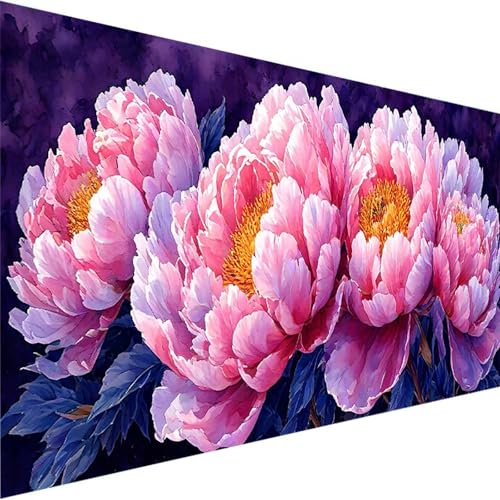 Malen Nach Zahlen Erwachsene Blume, DIY Handgemalt Ölgemälde Kit für Anfänger und Erwachsene, Malen Nach Zahlen mit Pinseln und Acrylfarbe, für Haus Dekoration Ohne Rahmen (40x80cm) Pfingstrose J-U von Wohoaqig