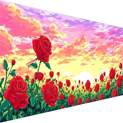 Malen Nach Zahlen Erwachsene Blume, DIY Handgemalt Ölgemälde Kit für Anfänger und Erwachsene, Malen Nach Zahlen mit Pinseln und Acrylfarbe, für Haus Dekoration Ohne Rahmen (70x140cm) Landschaft F-T von Wohoaqig