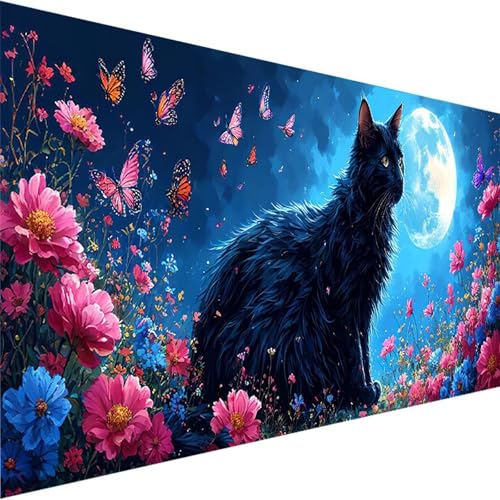 Malen Nach Zahlen Erwachsene Blume, Malen Nach Zahlen ab 5 6 7 8 9 Jahre Mädchen und Jungen - DIY Malen Nach Zahlen Katze für Kinder, Anfänger mit Pinsel und Acrylfarben (60x120cm) (Ohne Rahmen) H-P von Wohoaqig