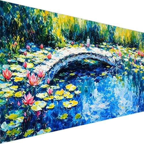 Malen Nach Zahlen Erwachsene Blume, Malen Nach Zahlen ab 5 6 7 8 9 Jahre Mädchen und Jungen - DIY Malen Nach Zahlen See für Kinder und Anfänger mit Pinsel und Acrylfarben (60x30cm) (Ohne Rahmen) 6-7 von Wohoaqig