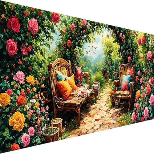 Malen Nach Zahlen Erwachsene Blume - Anfänger - Knitterfreie Leinwand, mit Pinsels Und Acrylfarbe - DIY Handgemalt Ölgemälde Kit Als Geschenk (40x80cm) Malen Nach Zahlen Garten (Ohne Rahmen) N-Z von Wohoaqig