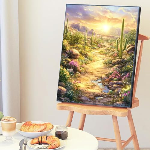 Malen Nach Zahlen Erwachsene Cactus Blumen Malen Nach Zahlen Kinder mit 3-Pinseln und Acrylfarbe DIY Set, Paint by Numbers Adult Leinwand Handgemalt öLgemälde Kit Als Wanddeko Geschenk 45x60cm -Wo67 von Wohoaqig